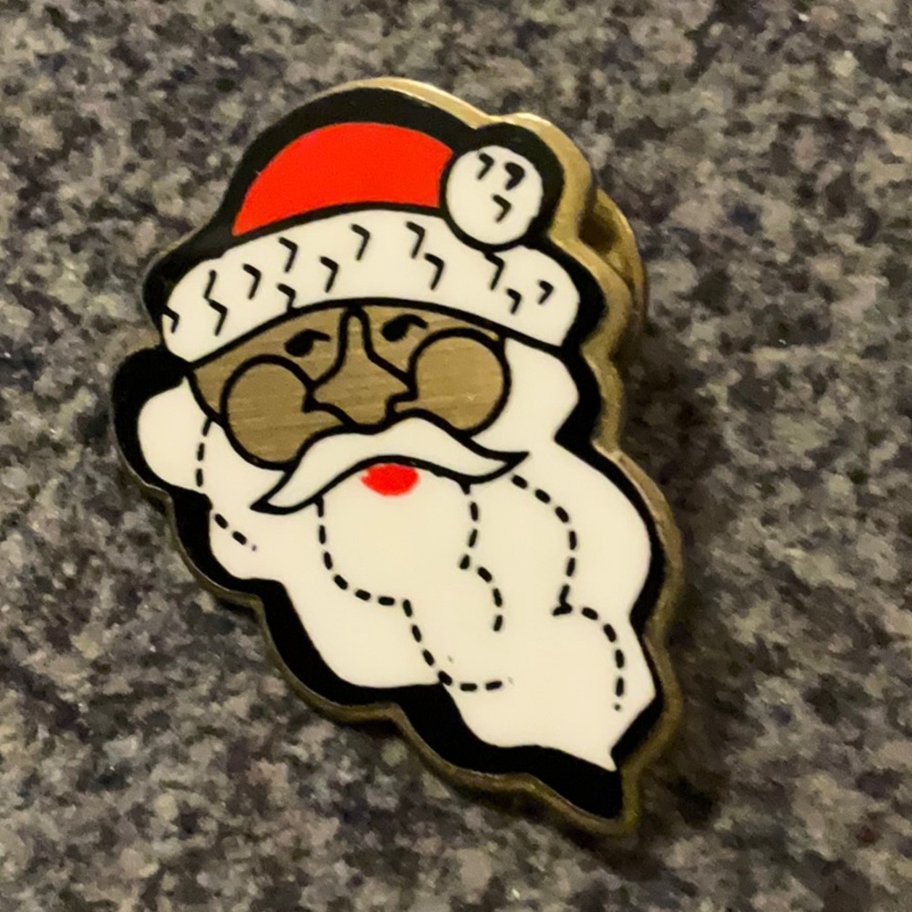Vintage Jolly Santa Claus Enamel Lapel Pin